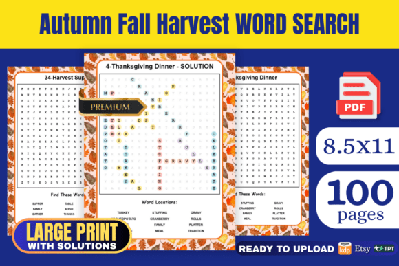 Autumn Fall Harvest Word Search Book KDP