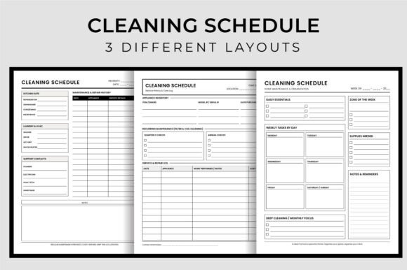 Home Cleaning Schedule Maintenance Log